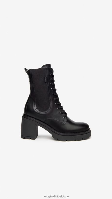 chaussure être NeroGiardini femmes art. i309164d bottes de combat en cuir noir F2F08N125