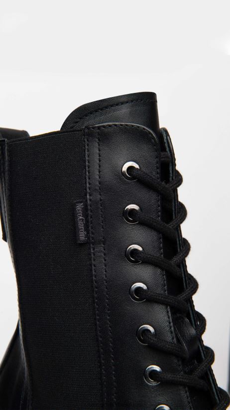 chaussure être NeroGiardini femmes art. i309164d bottes de combat en cuir noir F2F08N125