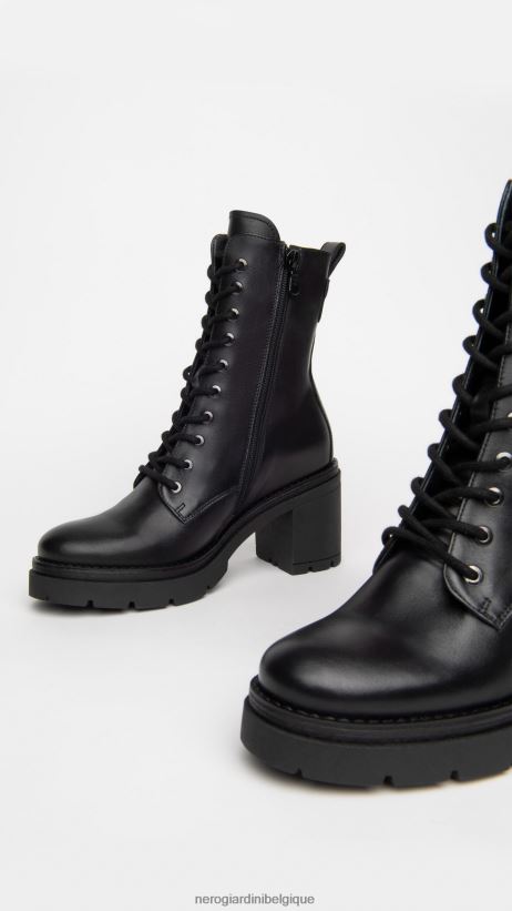 chaussure être NeroGiardini femmes art. i309164d bottes de combat en cuir noir F2F08N125
