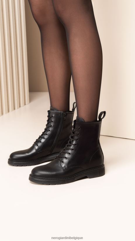 chaussure être NeroGiardini femmes art. i309183d bottes militaires en cuir noir F2F08N104
