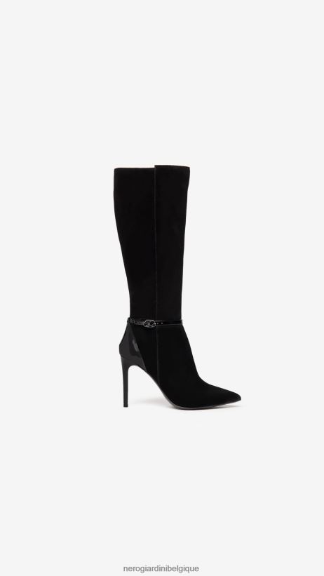 chaussure être NeroGiardini femmes art. i205572de bottes en daim et cuir verni noir F2F08N277