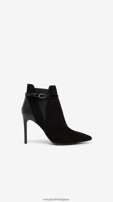 chaussure être NeroGiardini femmes art. i205571de bottines en daim et cuir verni noir F2F08N168