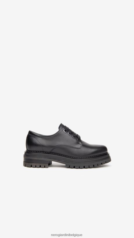 chaussure être NeroGiardini femmes art. i117718d chaussures à lacets en cuir noir F2F08N70