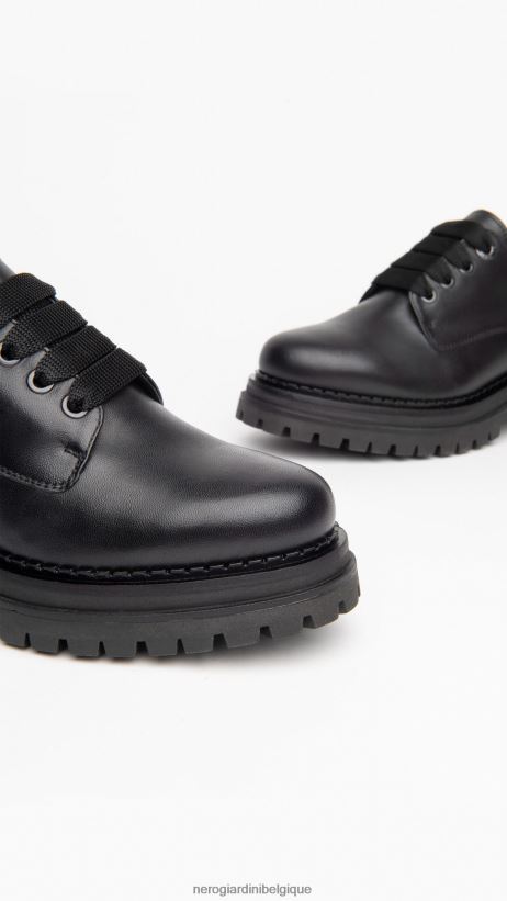 chaussure être NeroGiardini femmes art. i117718d chaussures à lacets en cuir noir F2F08N70