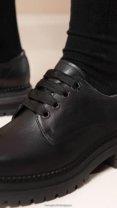 chaussure être NeroGiardini femmes art. i117718d chaussures à lacets en cuir noir F2F08N70