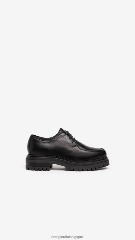 chaussure être NeroGiardini femmes art. i205107d chaussures à lacets en cuir noir F2F08N73
