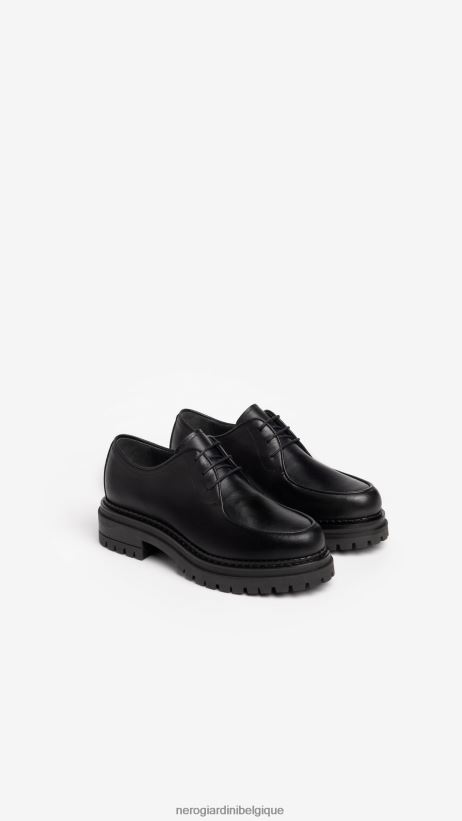 chaussure être NeroGiardini femmes art. i205107d chaussures à lacets en cuir noir F2F08N73