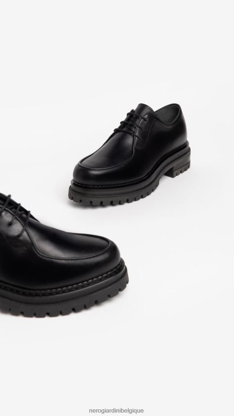 chaussure être NeroGiardini femmes art. i205107d chaussures à lacets en cuir noir F2F08N73