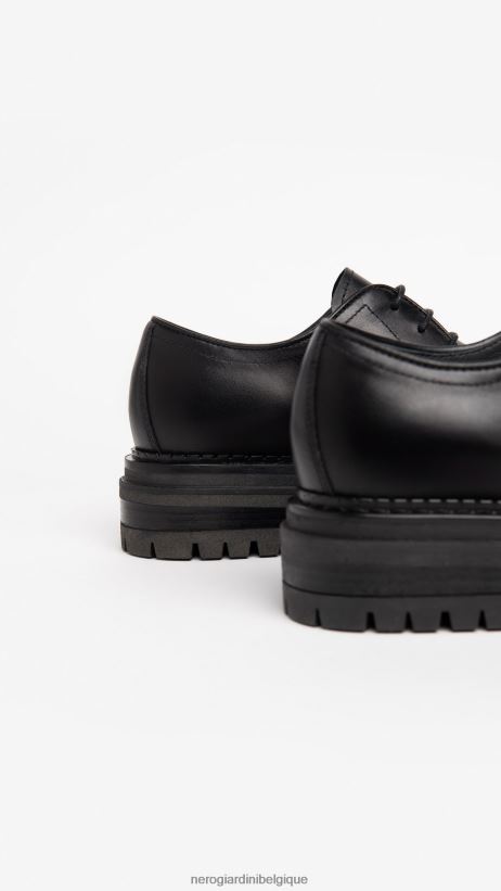 chaussure être NeroGiardini femmes art. i205107d chaussures à lacets en cuir noir F2F08N73