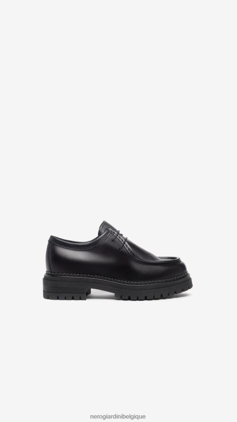 chaussure être NeroGiardini femmes art. i308100d chaussures à lacets en cuir noir F2F08N74