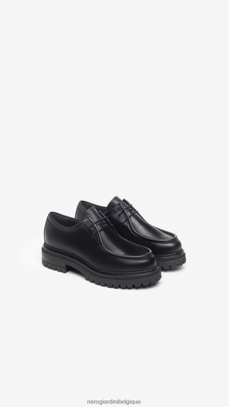 chaussure être NeroGiardini femmes art. i308100d chaussures à lacets en cuir noir F2F08N74