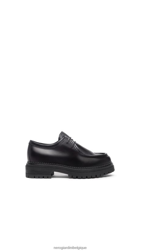 chaussure être NeroGiardini femmes art. i308100d chaussures à lacets en cuir noir F2F08N74