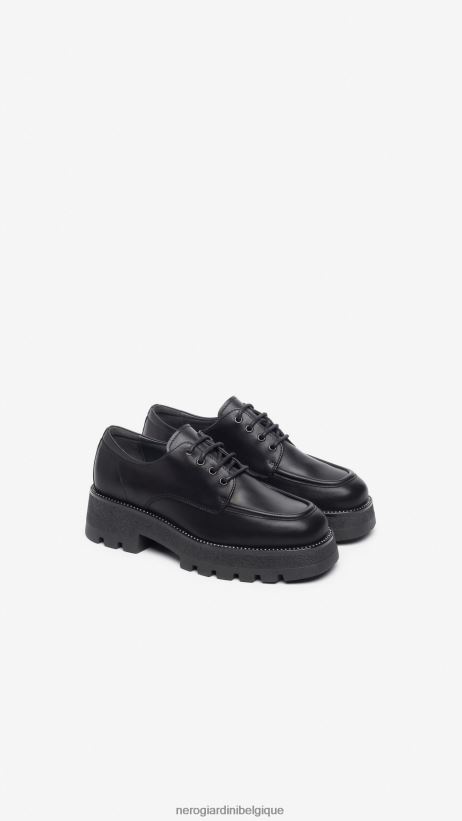 chaussure être NeroGiardini femmes art. i308131d chaussures à lacets en cuir noir F2F08N76