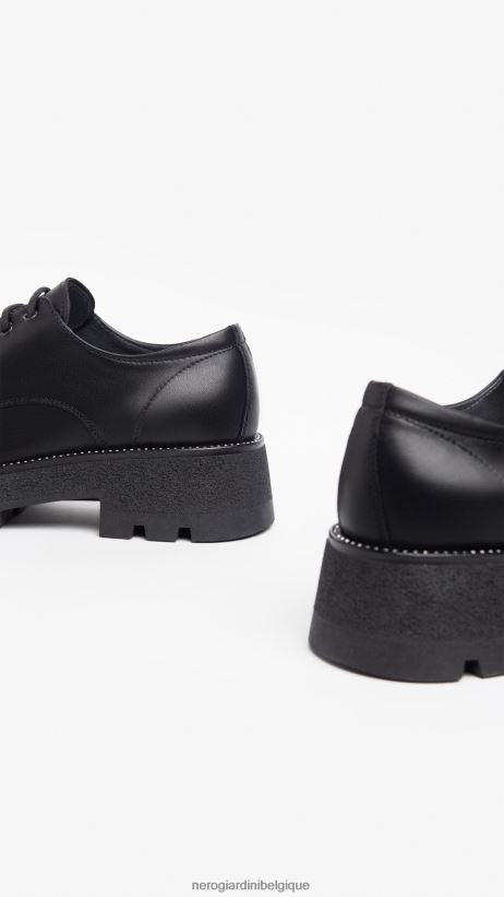 chaussure être NeroGiardini femmes art. i308131d chaussures à lacets en cuir noir F2F08N76