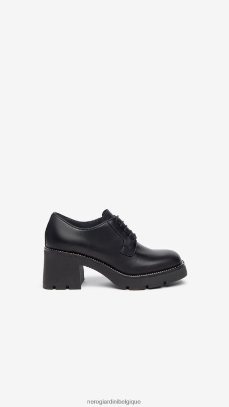 chaussure être NeroGiardini femmes art. i308151d chaussures à lacets en cuir noir F2F08N75