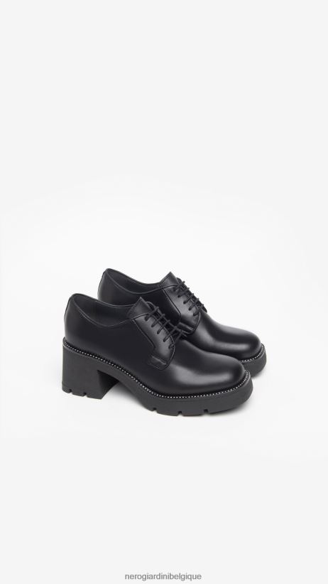 chaussure être NeroGiardini femmes art. i308151d chaussures à lacets en cuir noir F2F08N75
