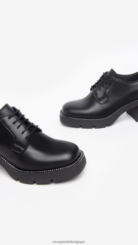 chaussure être NeroGiardini femmes art. i308151d chaussures à lacets en cuir noir F2F08N75