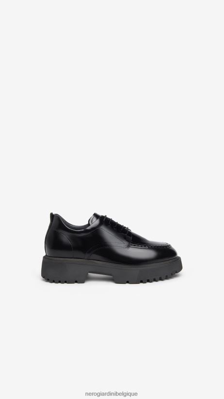chaussure être NeroGiardini femmes art. i308163d chaussures à lacets en cuir noir F2F08N77