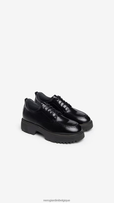 chaussure être NeroGiardini femmes art. i308163d chaussures à lacets en cuir noir F2F08N77