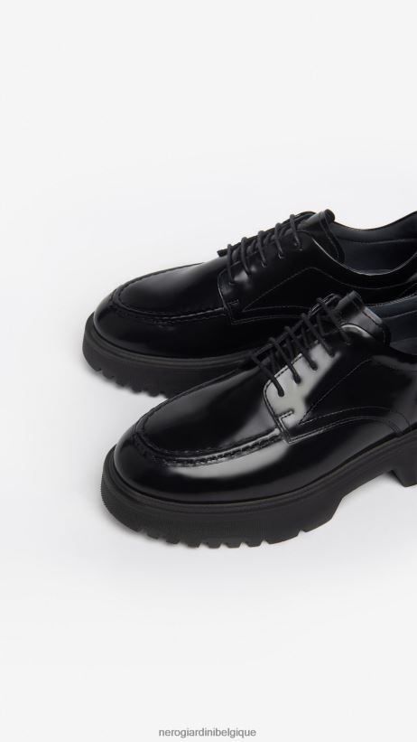 chaussure être NeroGiardini femmes art. i308163d chaussures à lacets en cuir noir F2F08N77