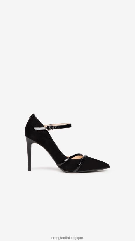 chaussure être NeroGiardini femmes art. i205570de escarpins en daim et cuir verni noir F2F08N52
