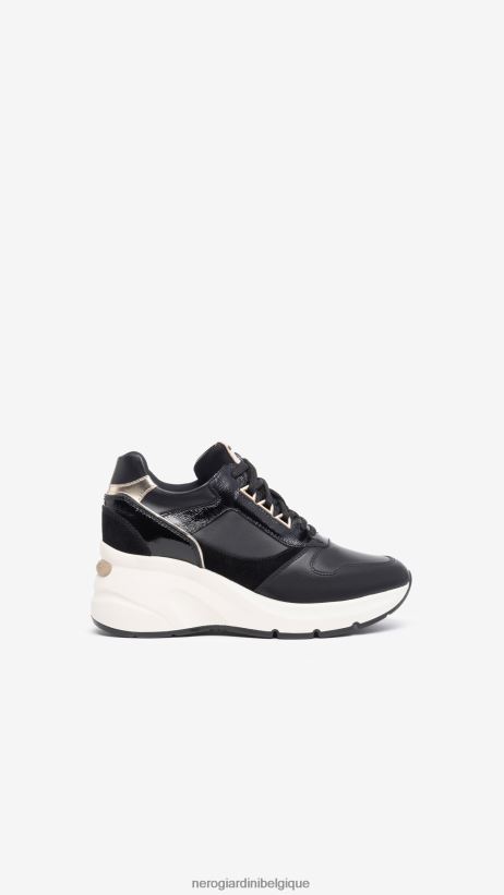 chaussure être NeroGiardini femmes art. baskets i308310d en cuir et en daim noir F2F08N19