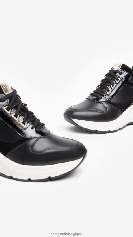 chaussure être NeroGiardini femmes art. baskets i308310d en cuir et en daim noir F2F08N19