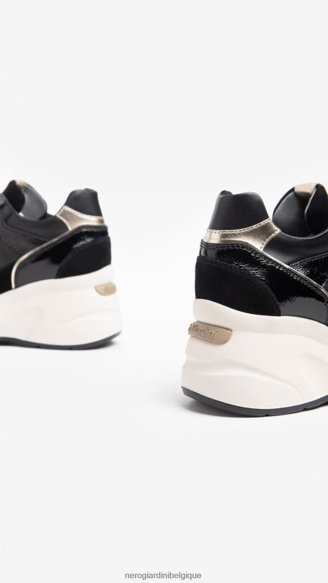 chaussure être NeroGiardini femmes art. baskets i308310d en cuir et en daim noir F2F08N19