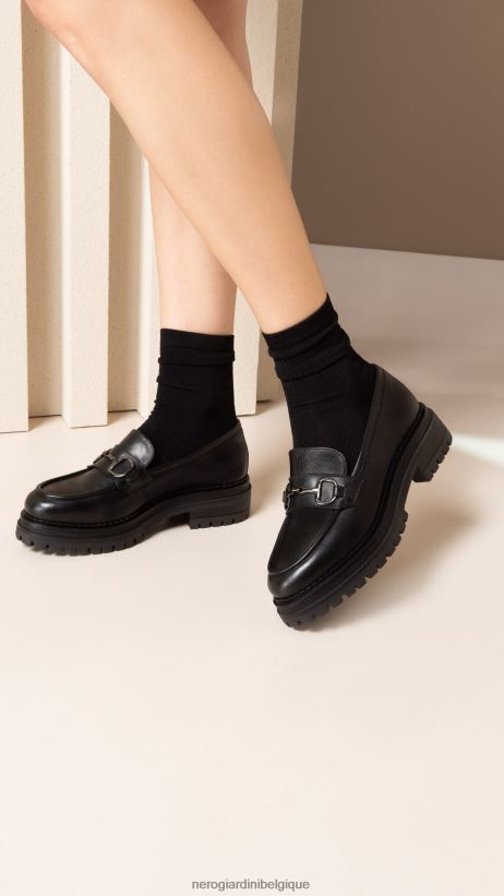 chaussure être NeroGiardini femmes art. i217715d mocassins en cuir noir F2F08N79