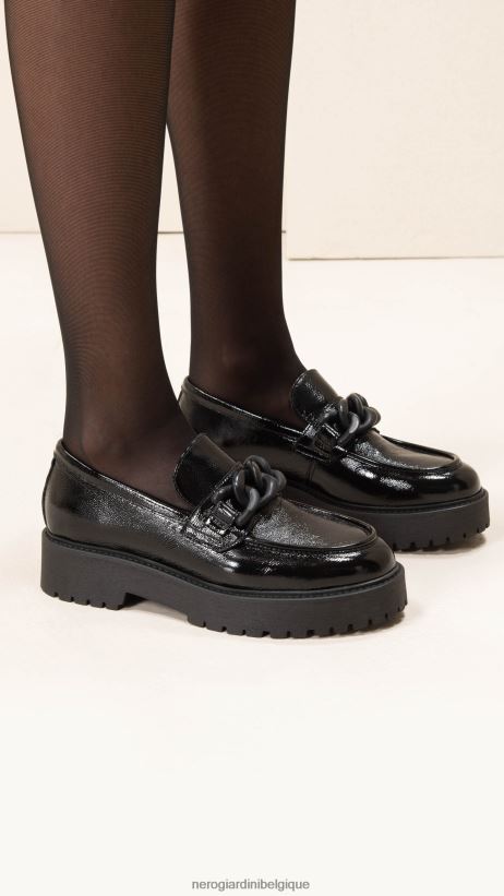 chaussure être NeroGiardini femmes art. mocassins i308001d en cuir verni noir F2F08N84
