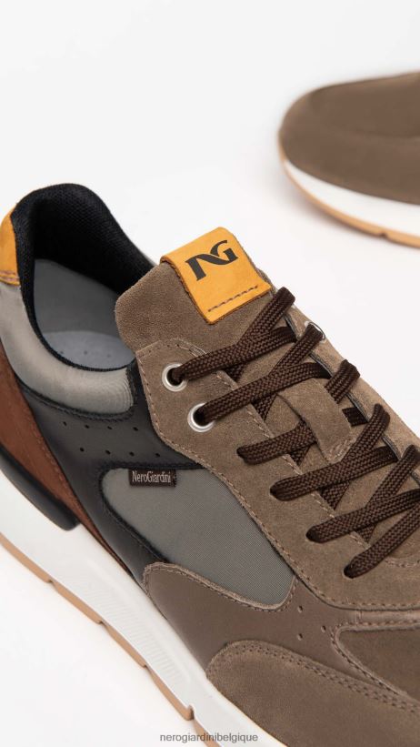 chaussure être NeroGiardini Hommes art. Baskets i202512u en daim, cuir et toile fango F2F08N329