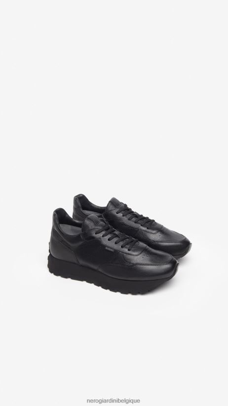 chaussure être NeroGiardini Hommes art. baskets i303020u en cuir noir F2F08N338