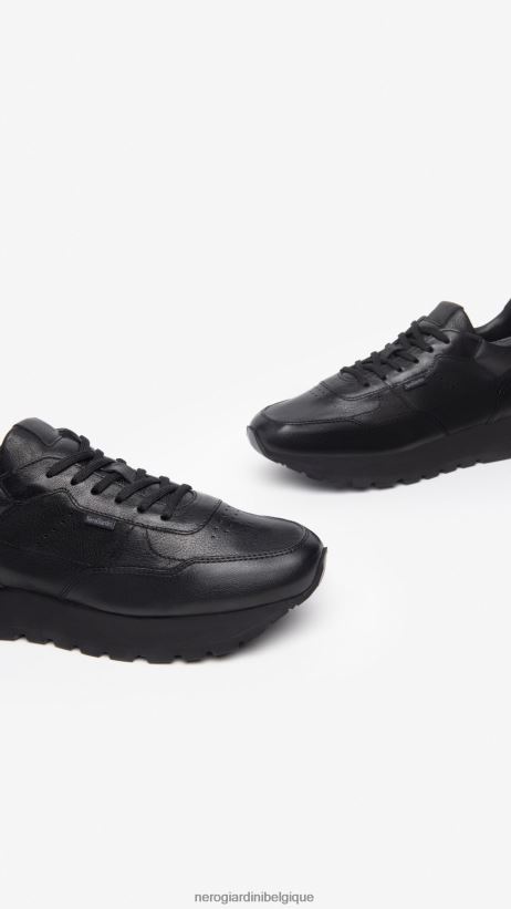 chaussure être NeroGiardini Hommes art. baskets i303020u en cuir noir F2F08N338