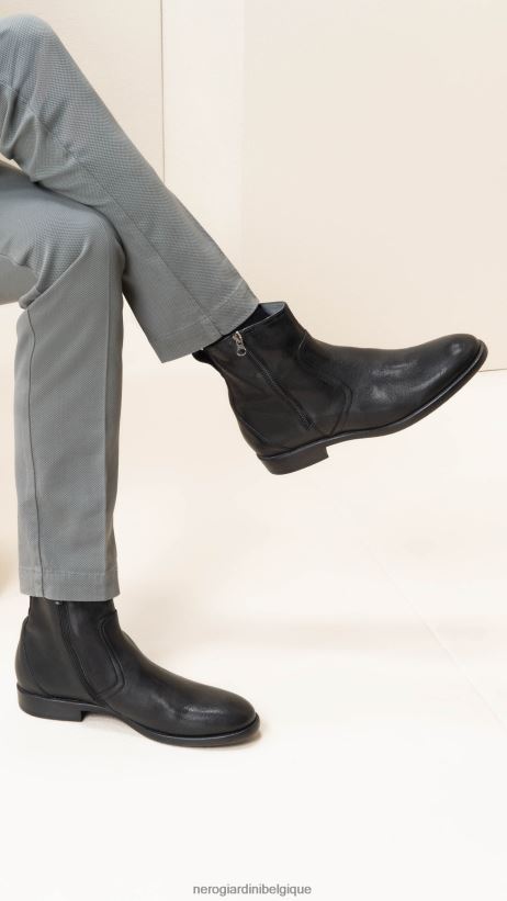 chaussure être NeroGiardini Hommes art. i102132u bottines en cuir noir F2F08N344