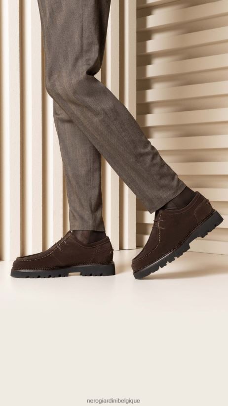 chaussure être NeroGiardini Hommes art. i202650u chaussures à nouer en daim testa di moro F2F08N361