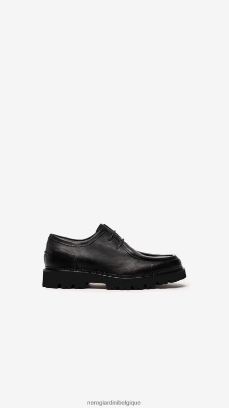 chaussure être NeroGiardini Hommes art. i202651u chaussures à lacets en cuir noir F2F08N362