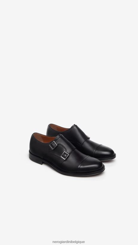 chaussure être NeroGiardini Hommes art. i302922ue double boucle en cuir noir F2F08N360