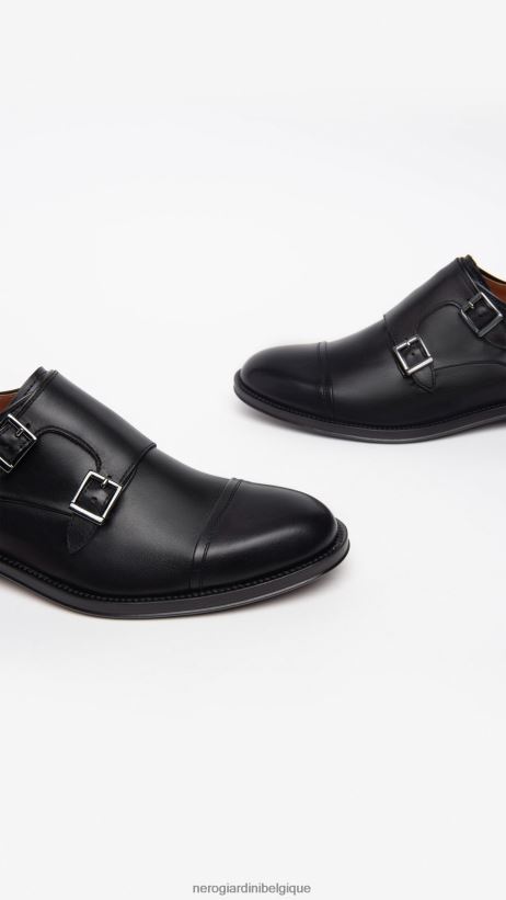 chaussure être NeroGiardini Hommes art. i302922ue double boucle en cuir noir F2F08N360