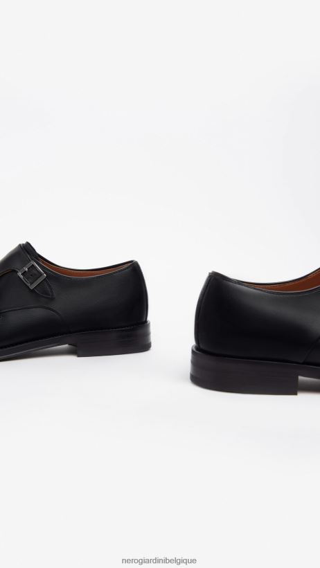 chaussure être NeroGiardini Hommes art. i302922ue double boucle en cuir noir F2F08N360