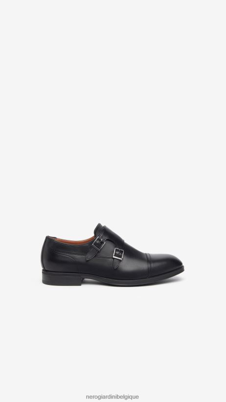 chaussure être NeroGiardini Hommes art. i302943ue double boucle en cuir noir F2F08N356