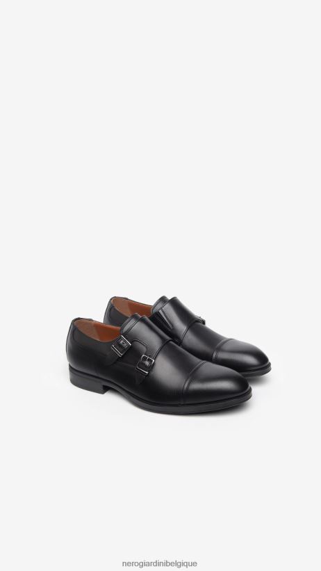 chaussure être NeroGiardini Hommes art. i302943ue double boucle en cuir noir F2F08N356