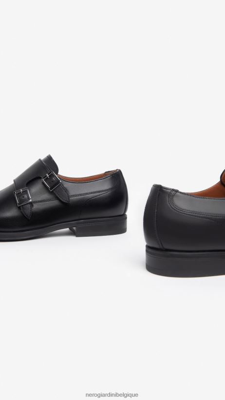 chaussure être NeroGiardini Hommes art. i302943ue double boucle en cuir noir F2F08N356