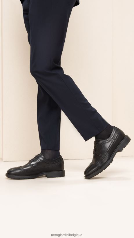 chaussure être NeroGiardini Hommes art. i303001ue chaussures à lacets en cuir noir F2F08N351