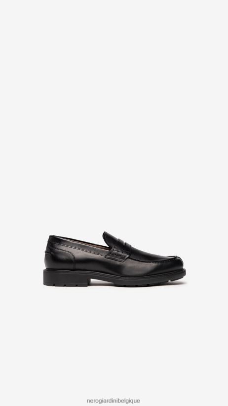 chaussure être NeroGiardini Hommes art. i202480u mocassins en cuir noir F2F08N366