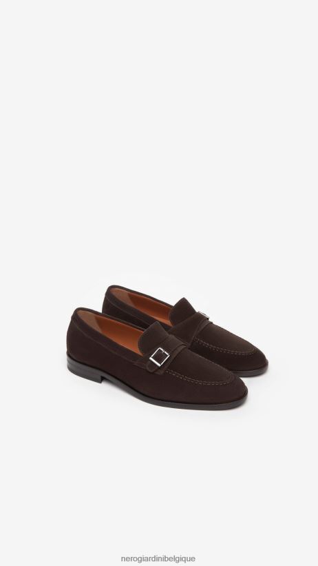 chaussure être NeroGiardini Hommes art. i302930ue mocassins en daim avec boucle testa di moro F2F08N368