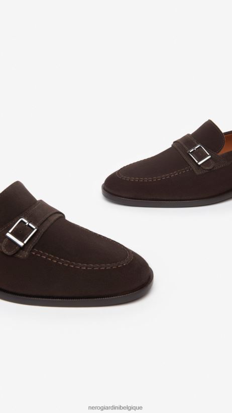 chaussure être NeroGiardini Hommes art. i302930ue mocassins en daim avec boucle testa di moro F2F08N368