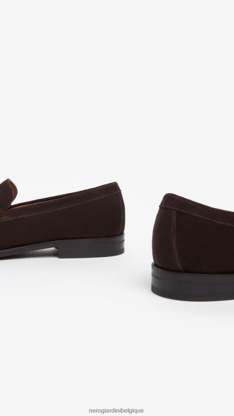 chaussure être NeroGiardini Hommes art. i302930ue mocassins en daim avec boucle testa di moro F2F08N368