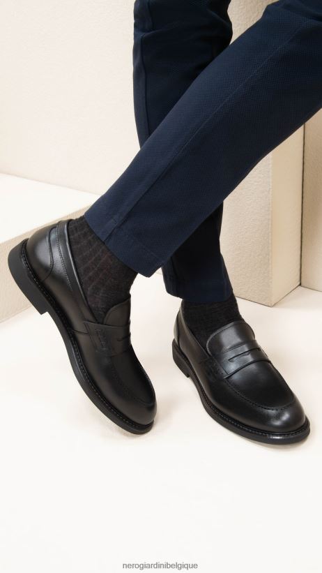 chaussure être NeroGiardini Hommes art. i302951ue mocassins en cuir noir F2F08N363